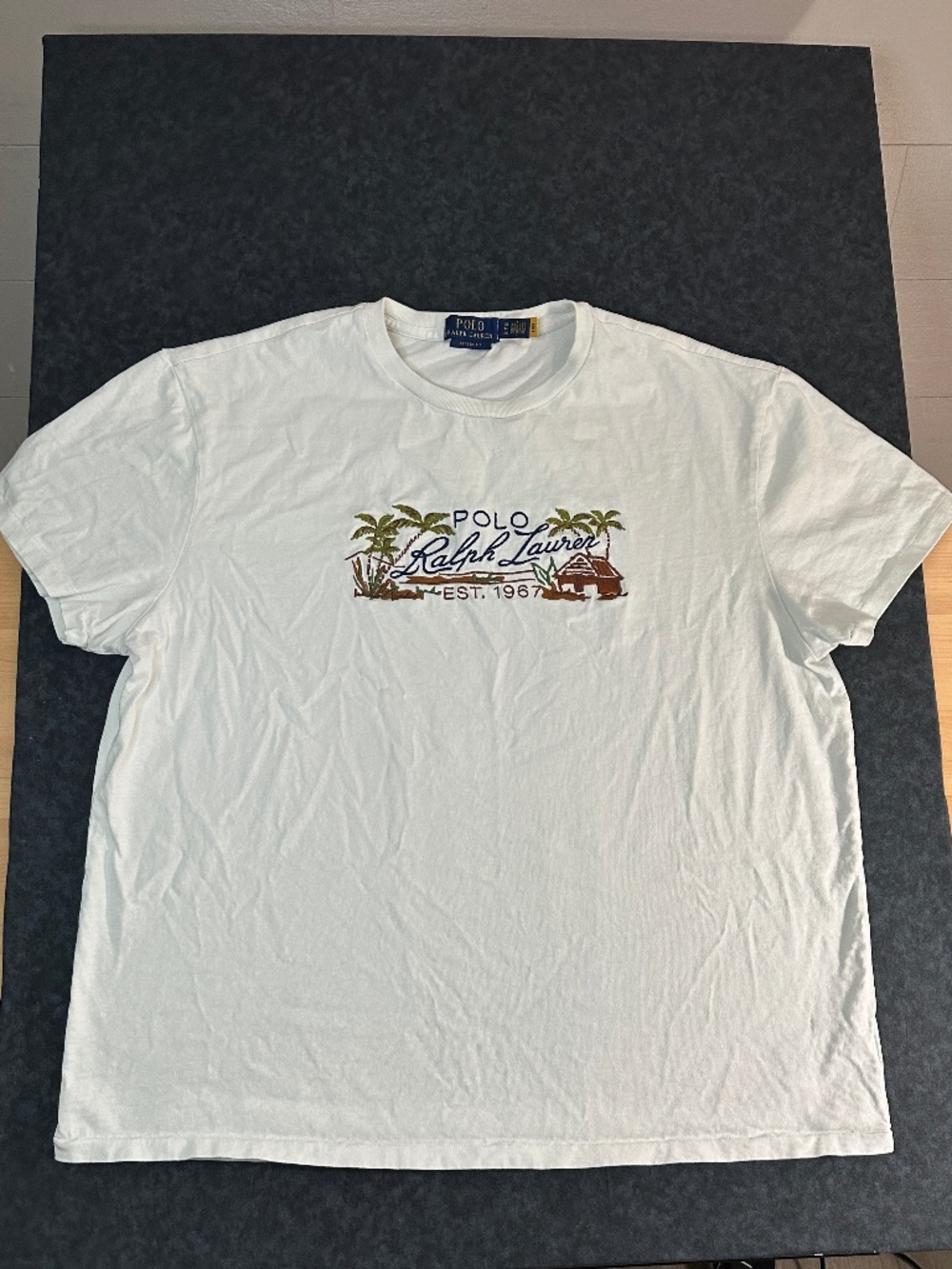 Polo Ralph Lauren Paradise Est. 1967 Embroidered Classic Fit White T Shirt Sz XL